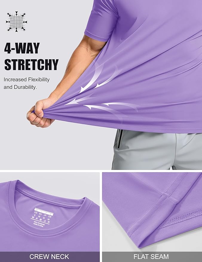 MAGCOMSEN Men's Short Sleeve UPF 50+ T-Shirt Quick Dry Workout Athletic Running Swim Tops Tee Rash Guard Performance Shirts