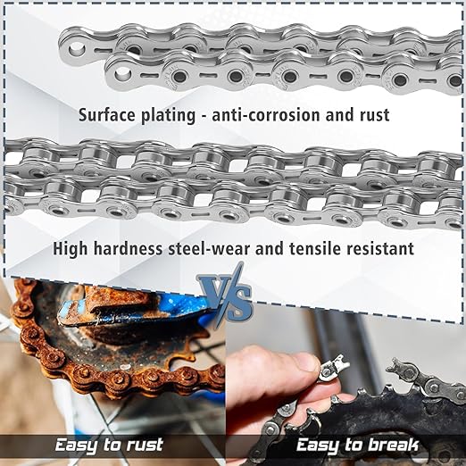 BUCKLOS 6/7/8/9/10/11/12 Speed Bike Chain, High Performance Lightweight Bicycle Chains for Road Bike/Mountain Bike/Ebike,Compatible with Shimano, SRAM, Campagnolo Silver/Gold