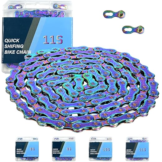 Rainbow 11 Speed Bike Chain, 1/2" x 11/128" 116 Links for Road Bike Mountain Bike (11 Speed Chain)