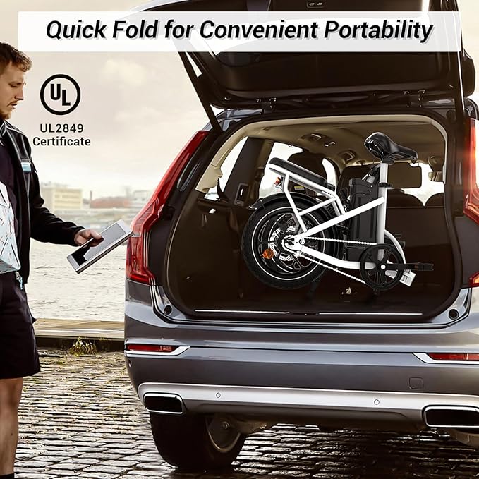 RIDWIND 16" Folding Electric Bike Adults, Peak 630W Adult Electric Bicycles, Up to 25 MPH and 35 Miles Foldable Ebikes, Electric Bike for Teens with 36V 8Ah Removable Battery, UL2849 Certificate