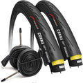 Fincci Road Bike 25-622 700x25c Tire with 700c Bike Tube Presta Valve - Foldable Kevlar 700c Bike Tire with 1 mm Nylon Puncture Resistant, 120 TPI - Accessories for Folding, Carbon, Racing, City Bikes