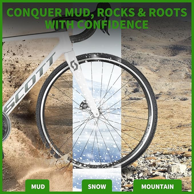 2 Pack 700x35c Road/Gravel/City Bicycle Tire Set - Black Tread | Includes 2 Tires, 2 Inner Tubes, 2 Rim Tapes & 2 Tire Levers | Complete Replacement Kit