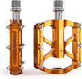 Mountain Bike Pedals - 3 Bearings Bicycle Pedals with Reflectors - 9/16” CNC Machined Flat Pedals with Removable Anti-Skid Nails for Road Mountain BMX MTB Bike