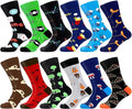 WeciBor Men's Dress Funny Crazy Colorful Novelty Combed Cotton Crew Socks 12 Pack - Size 7-10/10-13/13-15