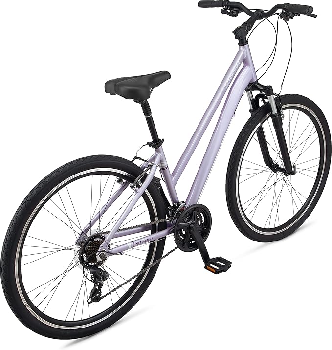 Schwinn Network 3.5 Hybrid Bike, 700c Mens and Womens Bike, 21-Speed Hybrid Bicycle, Aluminum Frame, Suspension Seat, Alloy Linear Pull Brakes, Adult Bicycle