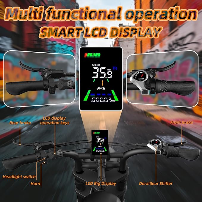 20" Electric Bike for Adults with 1000W/1600W/3000W Peak Dual Motor,Max Speed 33-37MPH,Up to 60Miles,Moped ebikes with 20/35Ah Battery,Shipped from USA Warehouse