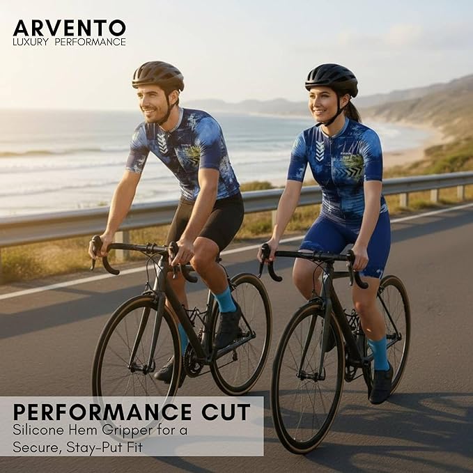 ARVENTO Unisex Cycling Jersey – Performance Fit, Breathable & Quick-Dry Short-Sleeve Road Jersey, 3 Rear Pockets