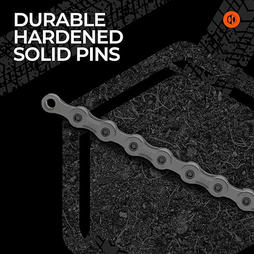 Box One Prime 9 Mountain Bike Chain 126L Finish DLC Black Over Nickel E-Bike/Non E-Bike Single Speed Bicycle Chain Mountain Racing Cycling | MTB 11/12 Speed Wide Narrow/BMX 3/32”