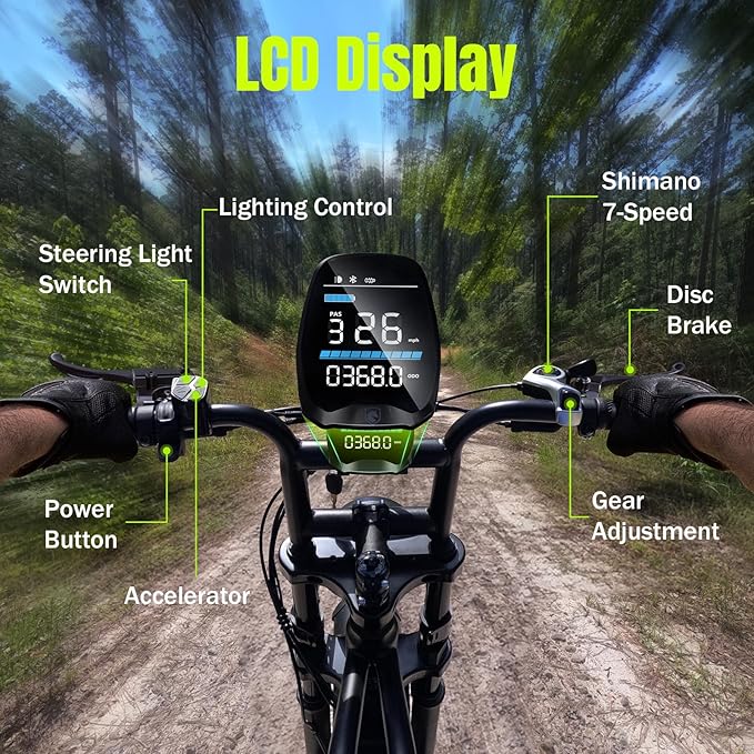 TST Electric Bike for Adults 1500W Peak 20" Fat Tire All-Terrain E-Bike 60/130 Miles 28 MPH Electric Dirt Bike - 48V 15/30 AH Battery Tested to UL 2849 Powered Electric Bicycle