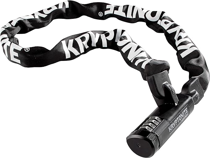 Kryptonite Keeper 712 Combo Bike Chain Lock, 4 Feet Long 7mm Steel Chain Heavy Duty Anti-Theft Bicycle Chain Lock, 4-Digit Resettable Combination Lock for E-Bike Scooter Road Mountain Bikes