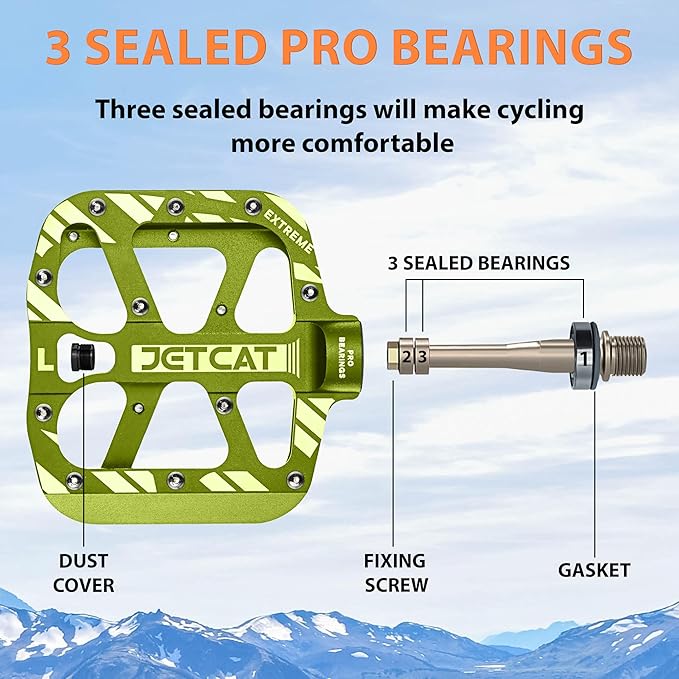 Mountain Bike Pedals Flat - MTB Pedals Flat, Bicycle Pedals, Road Bike Pedals, BMX Pedals, for BMX MTN Road Gravel EBike, Specialized Parts, Adults, Aluminum Metal Stamp 9/16"