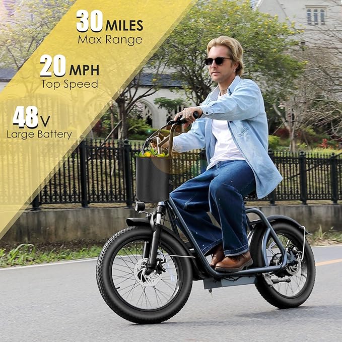 Caroma Electric Scooter with Seat for Adults, 800W Peak Motor, 20MPH & 30Miles Long Range, 20" Fat Tire Commuter E-Scooter with Basket for Grocery, Pets, and Daily Commute