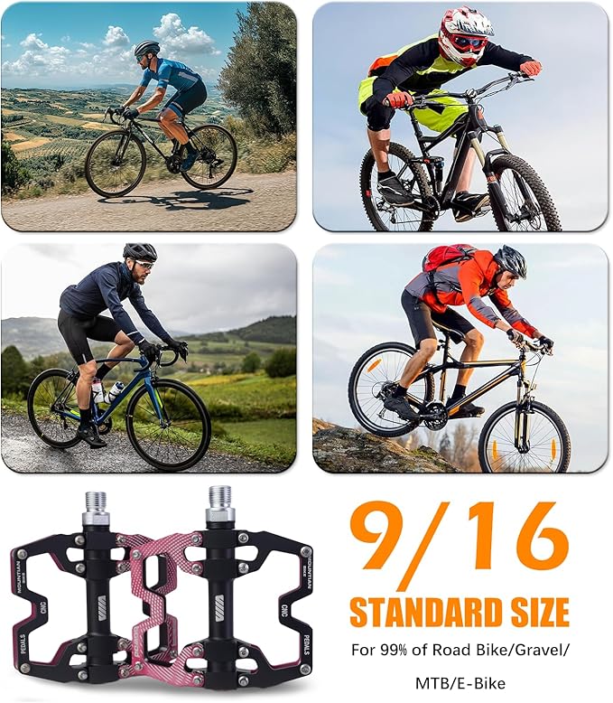 Bike Pedals 9/16" Lightweight Non-Slip Bicycle Platform Pedals - Fits Most Adult Bikes & Mountain Bikes &MTB, Road Bikes and Slip-Resistant Design