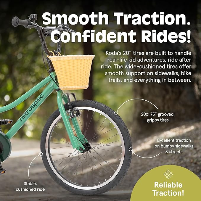 Retrospec Koda Plus Kids Bike for Boys & Girls Ages 6-8 Years - 20" Children's Bicycle, Adjustable Seat & Handlebars
