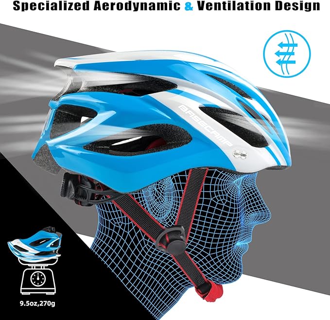 Basecamp Bike Helmet for Women Men with LED Safety Light Removable Sun Visor Lightweight Bicycle Helmet Adjustable Breathable Mountain & Road Cycling Helmets for Adult