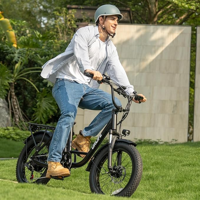 URLIFE 20"*3.0 Fat Tire Electric Bike for Adults, 28MPH 48V, 80-Mile, 7-Speed & Suspension, Adjustable Seat for Adults and Teens, UL 2849