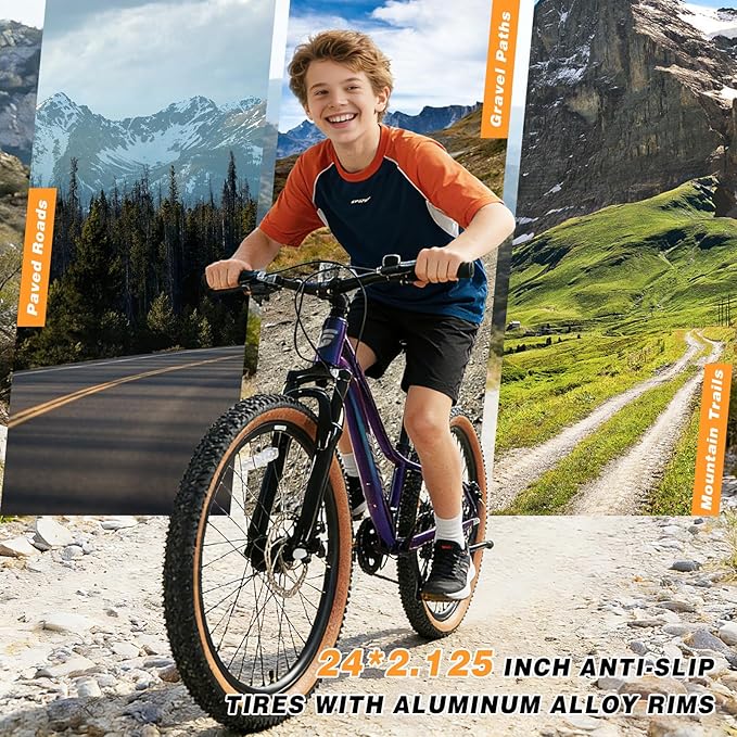 SPATIAL Mountain Bike, 20/24/26/27.5/29 inch Outdoor Cycling Bike,21/8 Speed Lightweight Aluminum Frame | Dual Disc Brakes,Adjustable Ergonomic Seat for Men Women Adult Teens