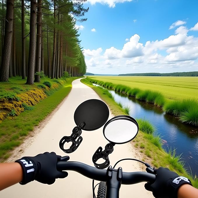 2Pcs Black Adjustable Rear View Mirror for Bikes, Universal Rearview Mirror for Handlebars, Bike Mirrors, Wide Angle Acrylic Convex Safety for Adult Bikes/Kids/Road/Mountain Bike