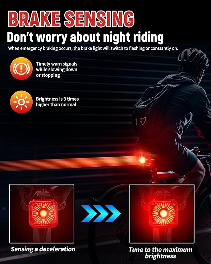 DARKBEAM Bike Tail Light with LED Display Screen, USB-C Rechargeable 6 Light Modes, IP55 Waterproof Bicycle Taillight for Night Riding, Super Bright Rear Bike Light for Road Mountain, Cycling