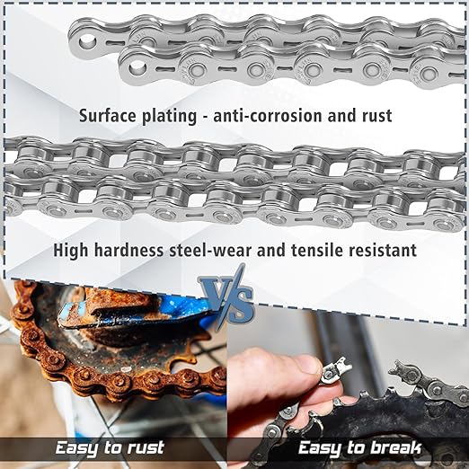 BUCKLOS 6/7/8/9/10/11/12 Speed Bike Chain, High Performance Lightweight Bicycle Chains for Road Bike/Mountain Bike/Ebike,Compatible with Shimano, SRAM, Campagnolo Silver/Gold