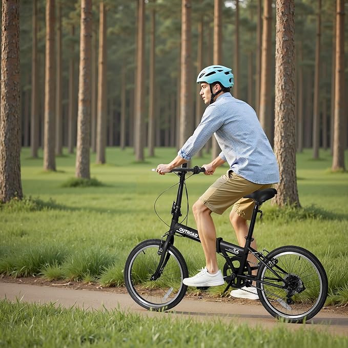 20 inch Folding Bike, Foldable Bicycle for Adults with 7 Speed Derailleur, Lightweight Collapsible Bicycle for City Commuting, Fold Up Bike Men Women Teenagers
