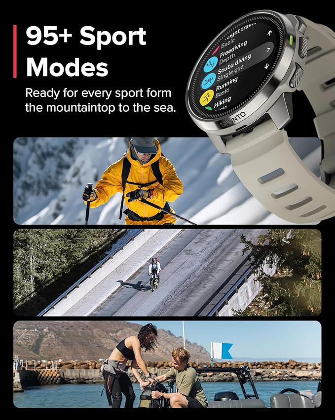 SUUNTO Ocean Dive Computer, GPS Multisport Watch for Training, Underwater Route Tracking & Wireless Tank Pressure Monitor, AMOLED Touchscreen, Dualband GNSS, Offline Map, 26D Battery Life, Sand