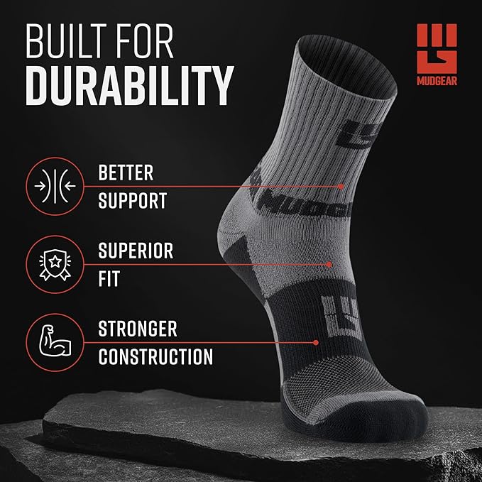 Crew Length Trail Running Socks, Quick-Drying Mid-Calf Socks with Arch Support, Sweat-Resistant, Breathable Athletic Socks