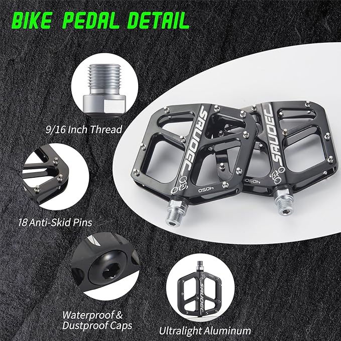 Lightweight Bike Pedals - Non-Slip Mountain and Road Bicycle Pedals for BMX