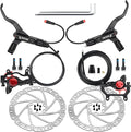 Hycline Ebike Hydraulic Disc Brake Set: Zoom H875E 2-Pistons Power-Off Electric Bike Brake Kit with 2-PIN Sensor Included 160mm/180mm Rotors and Mounting Adapter