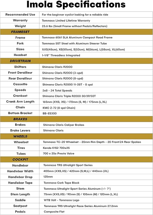 Tommaso Imola - Sport Bike Performance Aluminum Road Bike, Shimano Claris 24 Speeds Road Bicycle Men Road Bikes for Mens