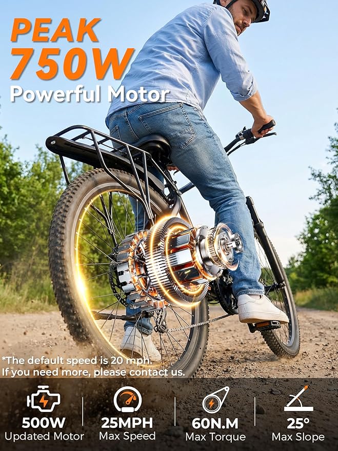 SD26 Electric Bike for Adult with NFC Unlock, 25MPH Peak 750W Ebike with 48V 13Ah & 60 Miles Max Range, 26" Commuter E-Bike for Men Women, UL 2849 Certified