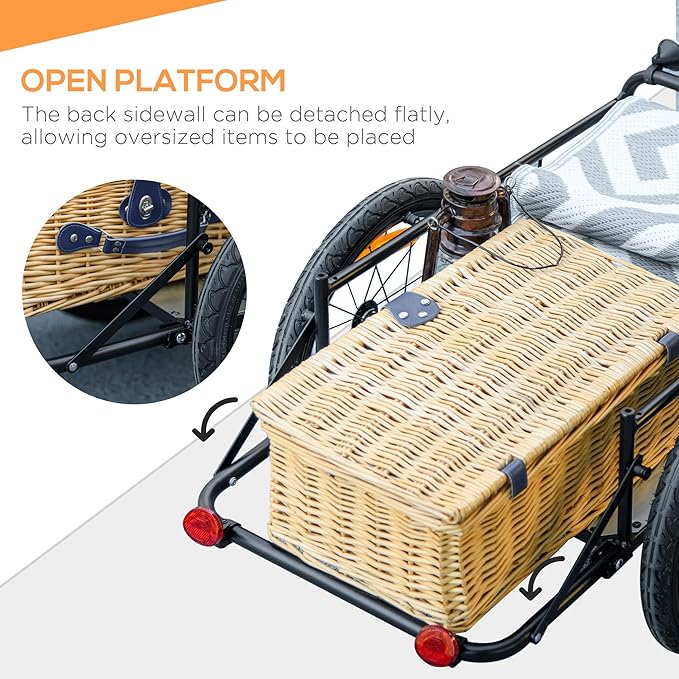 Bike Cargo Trailer with Removable Storage Box, Bicycle Trailer w/Quick Release 16" Wheels and Safe Reflectors