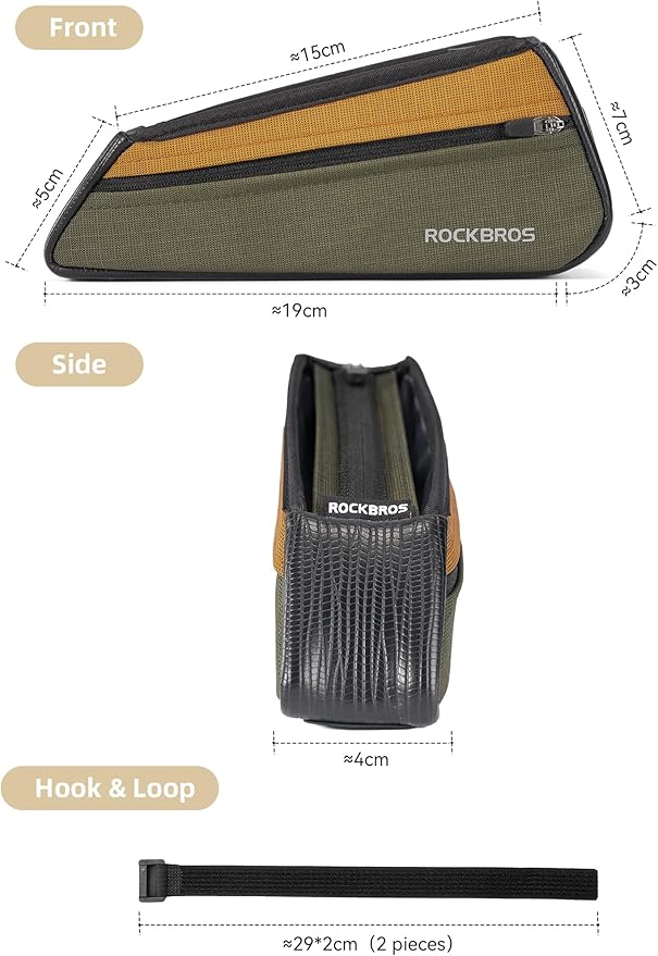 ROCKBROS Bicycle Small Top Tube Bag Bicycle Front Frame Bag Waterproof Bike Bag 0.25Lwith Double Sided Pockets Perfect for MTB Road Bike Cycling Commuting and Outdoor Adventures Festival Gifts