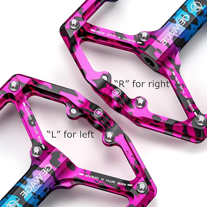 Road/Mountain Bike Pedals - 3 Bearings Bicycle Pedals - 9/16” CNC Machined Flat Pedals with Removable Anti-Skid Nails
