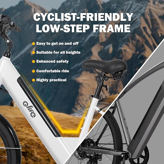 Qlife Cityone 2.0 Electric Bike for Adults,Up to 65Miles,28MPH,1200W Peak Motor 26" Ebike,499WH Certified Battery Electric Commuter Bicycle with Front Suspension & 7-Speed Ebikes