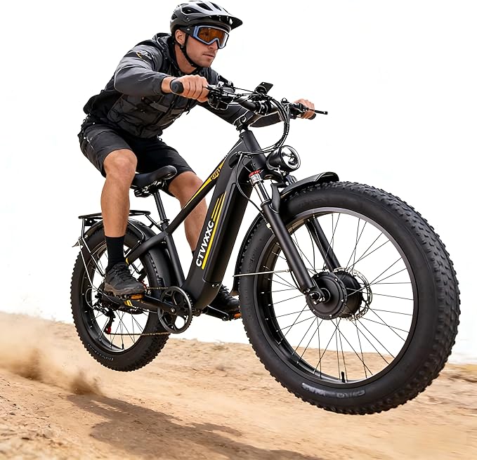 8000W Peak Dual Motor Electric Bike for Adults, 50MPH Max Fast E-Bike,52V 26Ah Battery 95 Miles Long Range Ebikes,26"x4.0 Fat Tires Electric Mountain Bicycle for Off-road Commuter Sand Beach Snow
