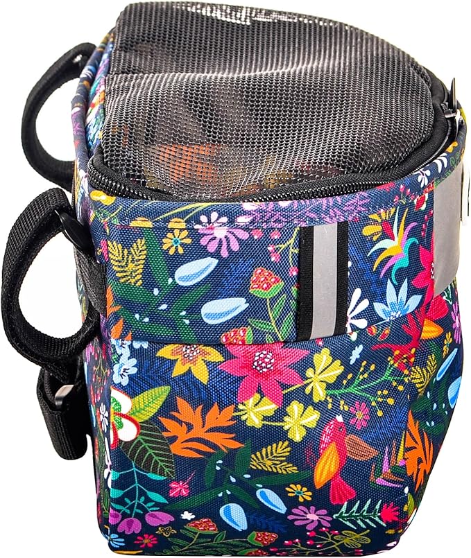 Kids Bike Basket,Durable Front Frame Bicycle & Scooter Basket Bag,Waterproof Fabric Bicycle Handlebar Bag for Boys, Girls, Toddlers with Zipper Mesh Lip(Flower)