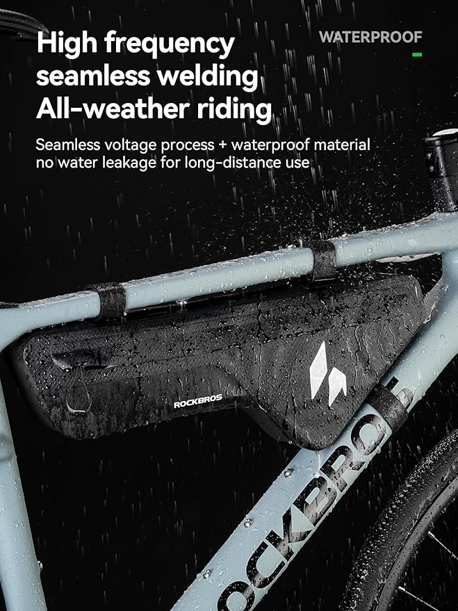 ROCKBROS Bike Frame Bag Waterproof Stable & Complete Set Top Tube Bicycle Storage Bag E-Bike Accessories for Women Men Cycling Fits for Outdoor Long Journey MBT Mountain Road Bike Gear Black