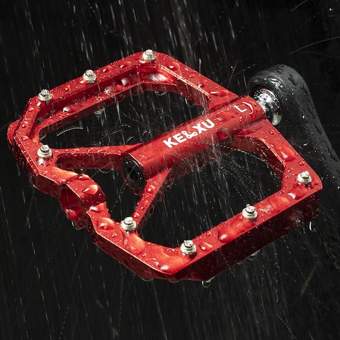 Mountain Bike Pedals 9/16", 3 Sealed Bearings Non-Slip Bicycle Pedals Aluminum CNC Machined Wide Flat Pedals for Road Bike MTB