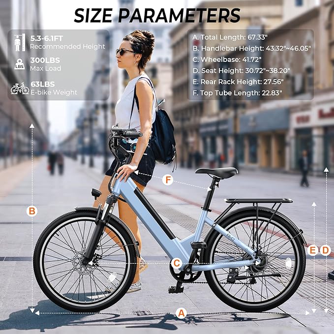 Electric Bike for Adults,26" Step-Thru EBike with 1000W Peak Motor,50 Miles 21.7MPH Adult Electric Bicycles with 48V Internal Removable Battery, Adjustable Stem,7 Speed,UL 2849 Certified