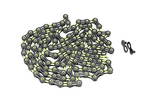 PYC SP1101 11-Speed Bike Chain, 116 Links (116L), Super Lightweight Hollow-Pin Bicycle Chain for Mountain (MTB) & Road Bikes, Compatible with Shimano, SRAM, Campagnolo (DLC Green)