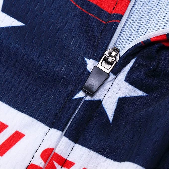 JPOJPO USA Cycling Jersey Men Short Sleeve Bike Shirts Biking Jersey Summer American Bicycle Tops with 3 Pockets Reflective