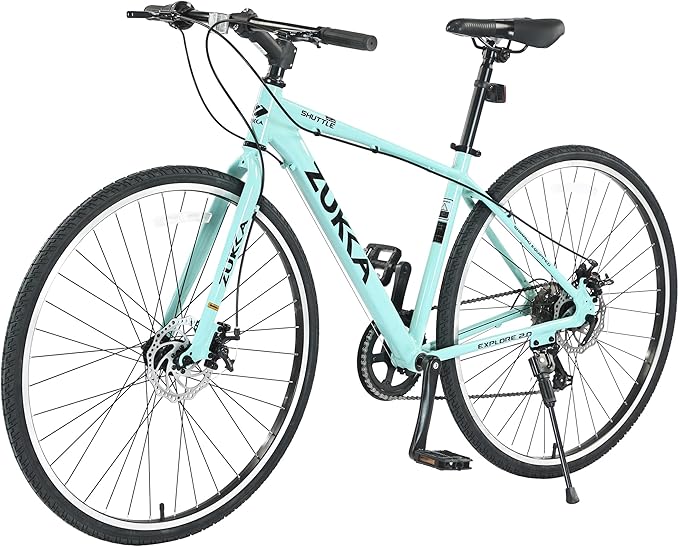 700C Hybrid Bike for Men & Women – 7 Speed Lightweight Aluminum City Bicycle with Dual Disc Brakes, 700x35C Tires, Comfortable Commuter Road Bike for Urban Riding