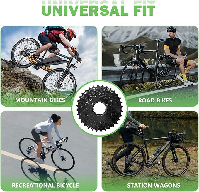 Bike Cassette 8 Speed Cassette Sprockets CS-HG200 12-32T Bike Sprocket for Mountain Bike Folding Bike Commuter Bike Speed Black