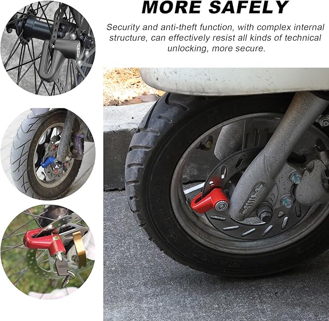 2 PCS Motorcycle Disc Brake Lock, Anti-Theft Security Wheel Disc Brake Lock with Keys, Universal Safety Disc Lock for Bikes Scooters Motorcycles, Motorcycle Accessories(Red)