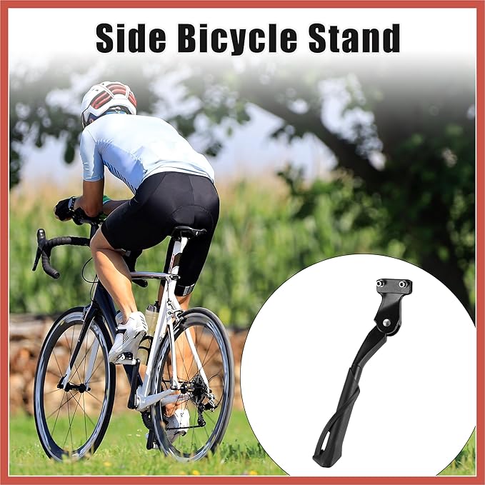 ACROPIX Fit 20-22 Inch Bicycles Adjustable Bicycle Stand with Central 2 Holes Non-Slip Side Stand Kickstand Bicycle for Mountain Bike E-Bike Trekking Car Parts