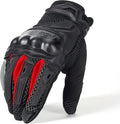 IRON JIA'S Motorcycle Gloves for Men and Women - Motorbike Powersports Racing Gloves with Hard Knuckle Touchscreen for BMX ATV MTB Riding (Red L)