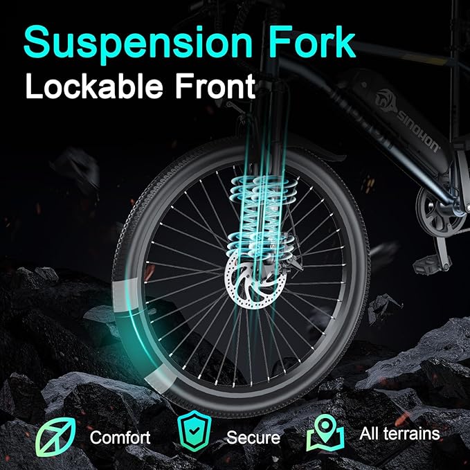26" Electric Bike for Adults, E-Bike Commuter–500W Brushless Motor,375WH, 7-Speed, Front Suspension Fork, 20MPH Top Speed, 37+ Miles Long Range–Certified to UL 2849