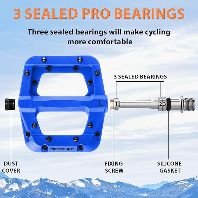 Mountain Bike Pedals Flat - MTB Pedals Flat, Bicycle Pedals for BMX/MTN/Road/Gravel/EBike, BMX Pedals, Platform Pedals, Adults & Kids Bike Replacement Upgrades Parts 9/16