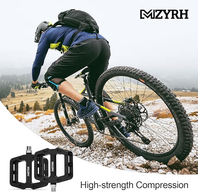 MZYRH Mountain Bike Pedals 9/16" 3 Sealed Bearings Lightweight Non-Slip Nylon Fiber Bicycle Platform Pedals for Road BMX MTB